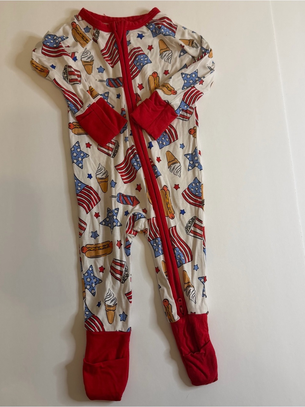 Caden Lane 0–3M Bamboo Patriotic 4th of July Convertible Footie Pajamas America